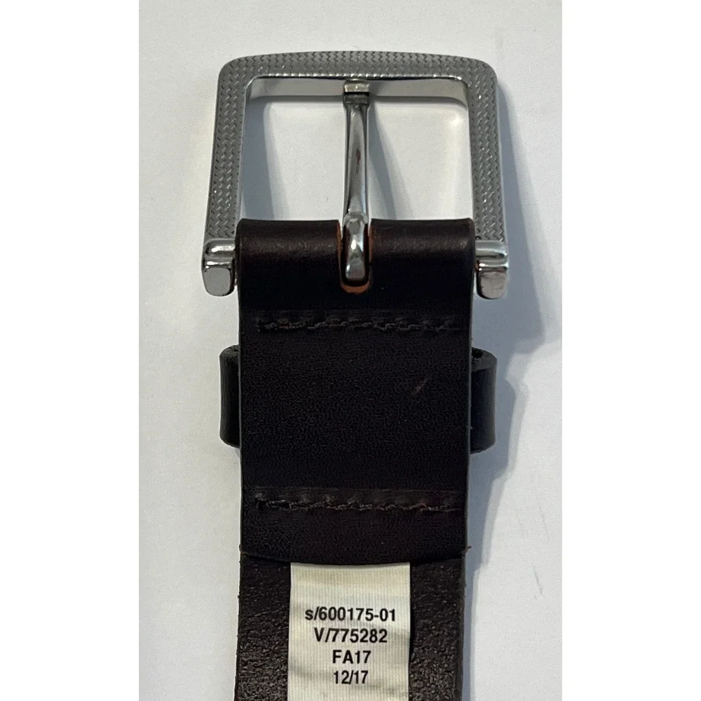 Gap Mens Dark Brown Cow Leather Belt Made in USA Silver Buckle 28